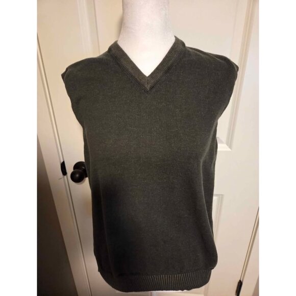 Geoffrey Beene mens sweater vest large 100% cotton green color. - Picture 1 of 8